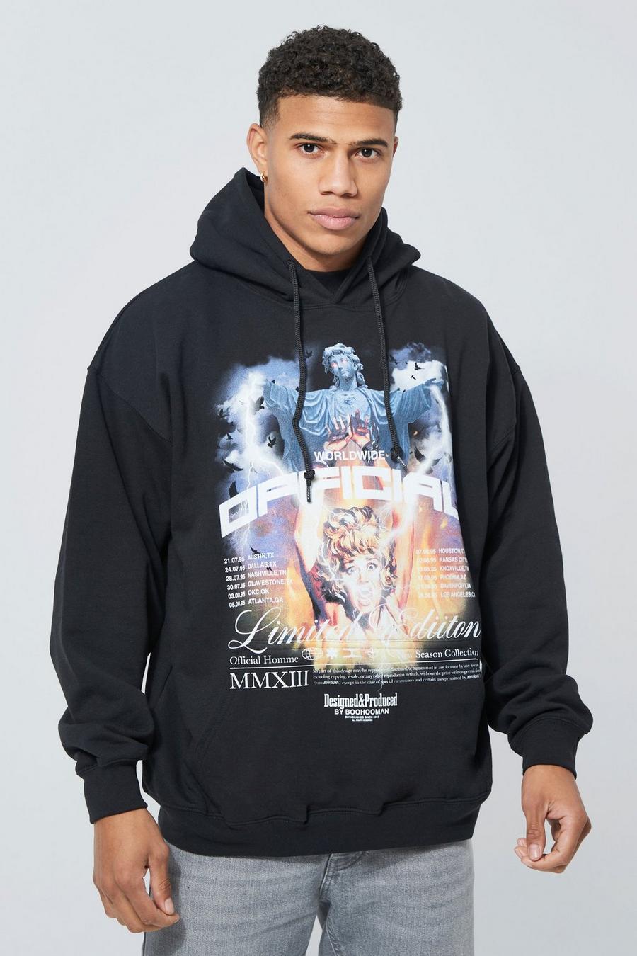 Black Official Oversize hoodie med grafiskt tryck image number 1