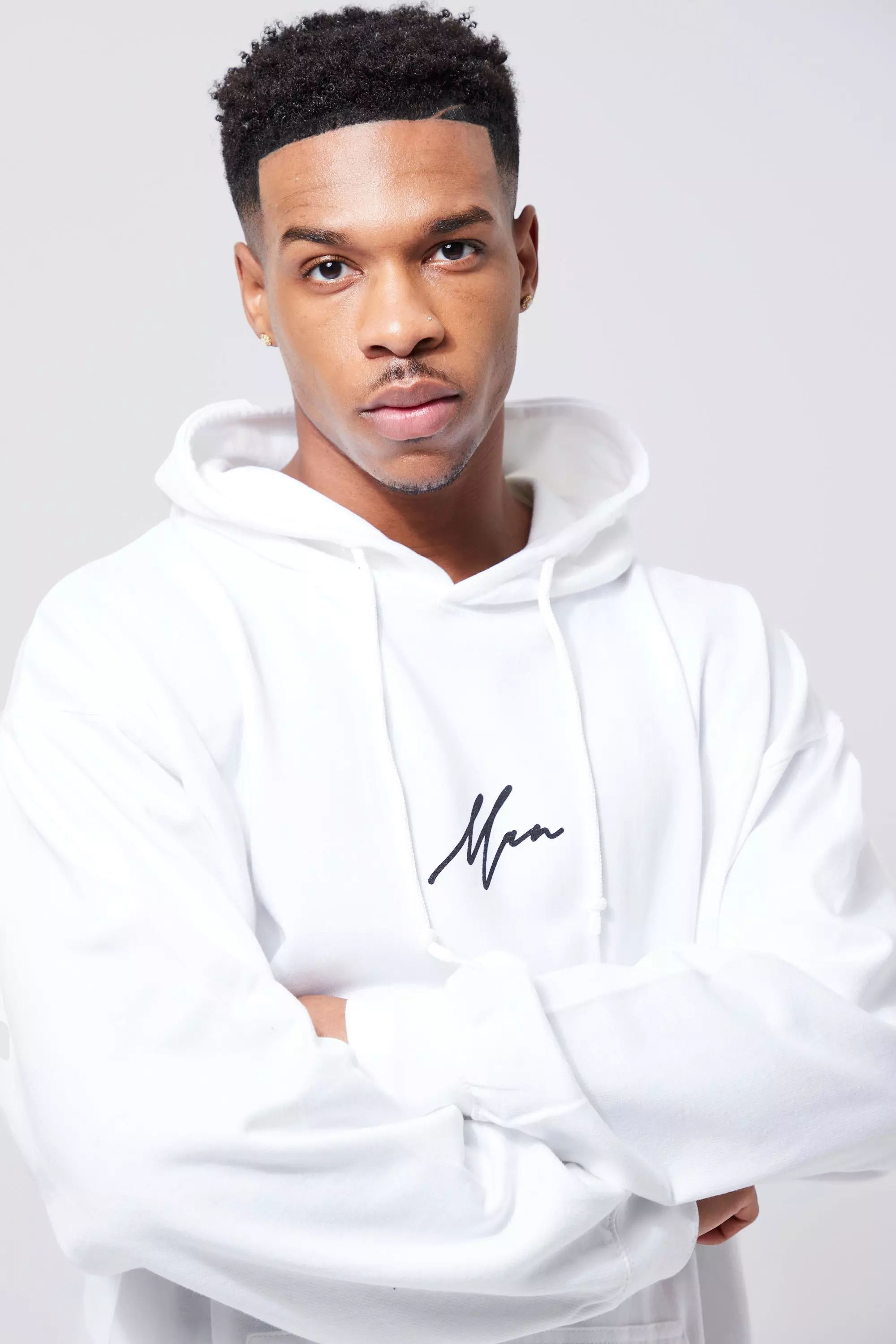 Boohoo man white hoodie sale