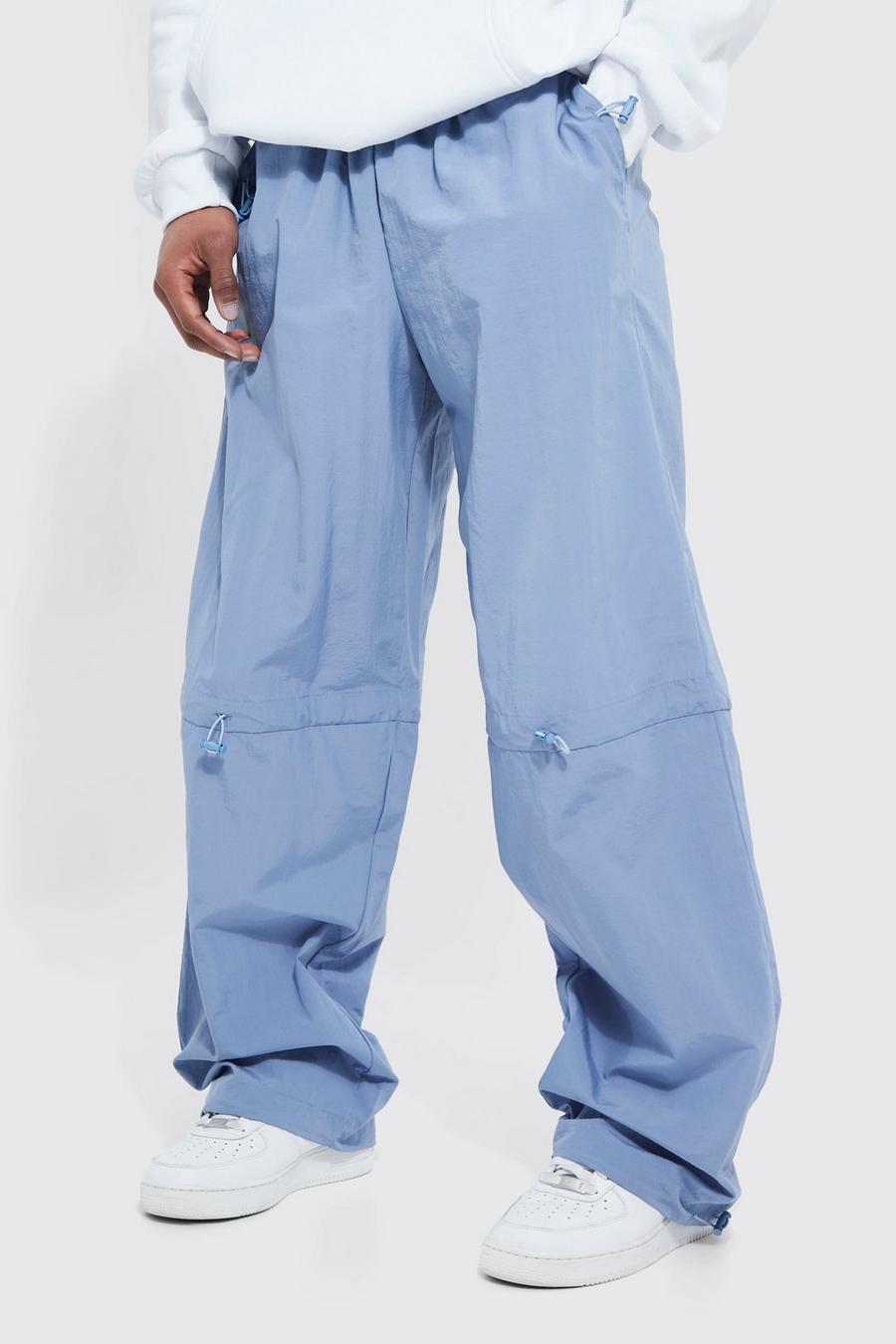 Blue Crinkle Shell Cargo Trousers image number 1