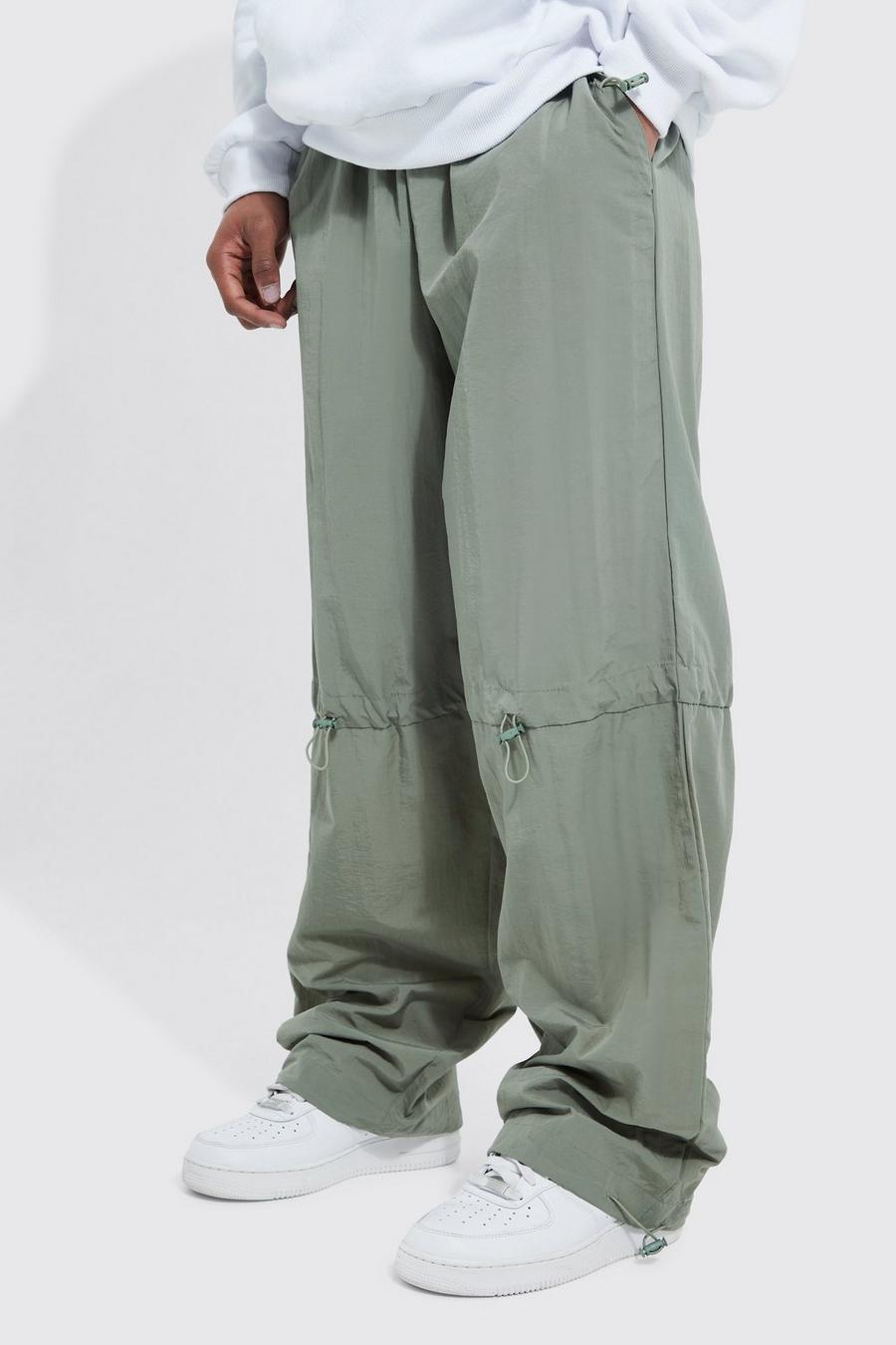 Green Crinkle Shell Cargo Trousers image number 1