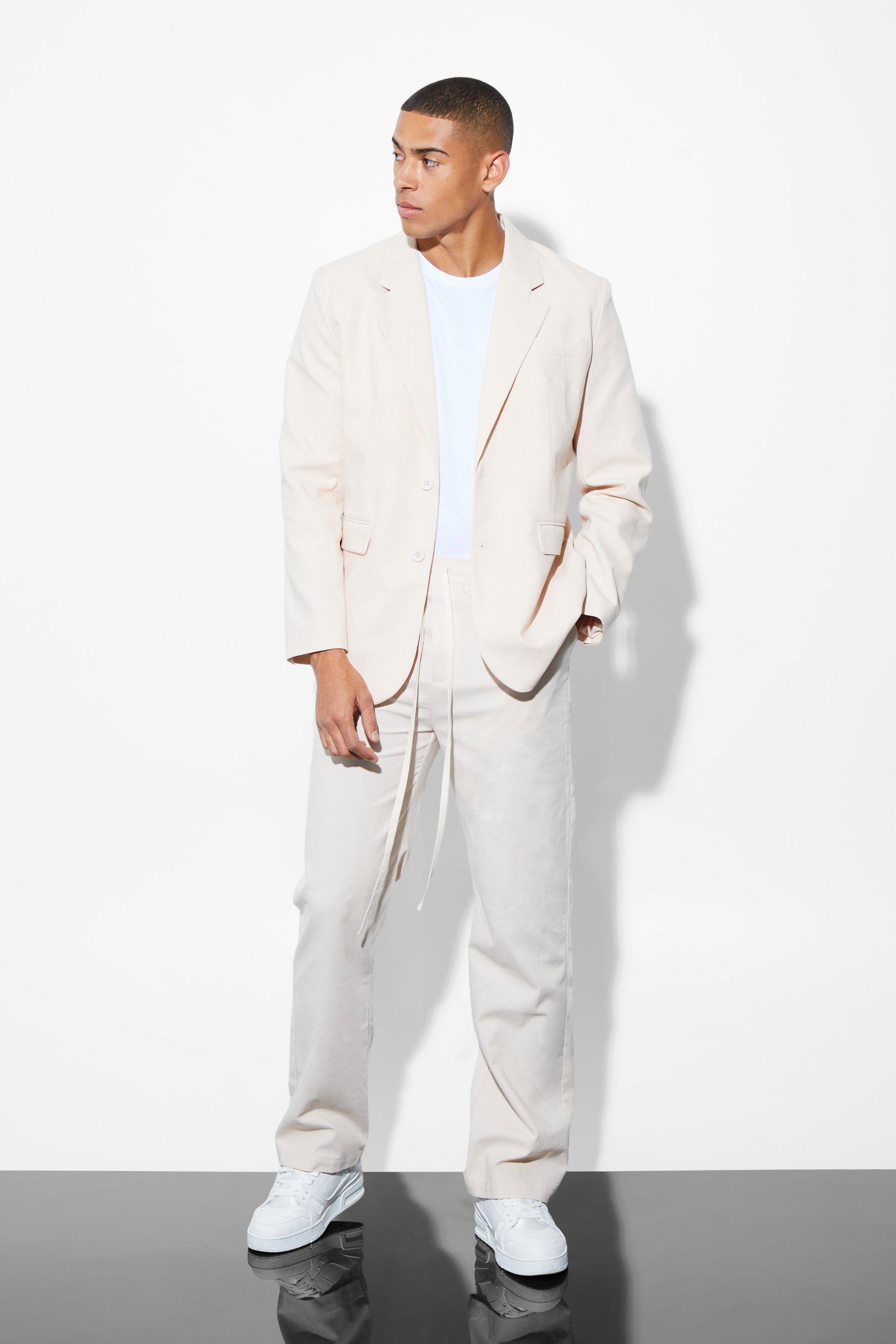 Single Breasted Relaxed Linen Suit Jacket boohoo