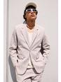 Light grey Single Breasted Relaxed Linen Suit Jacket