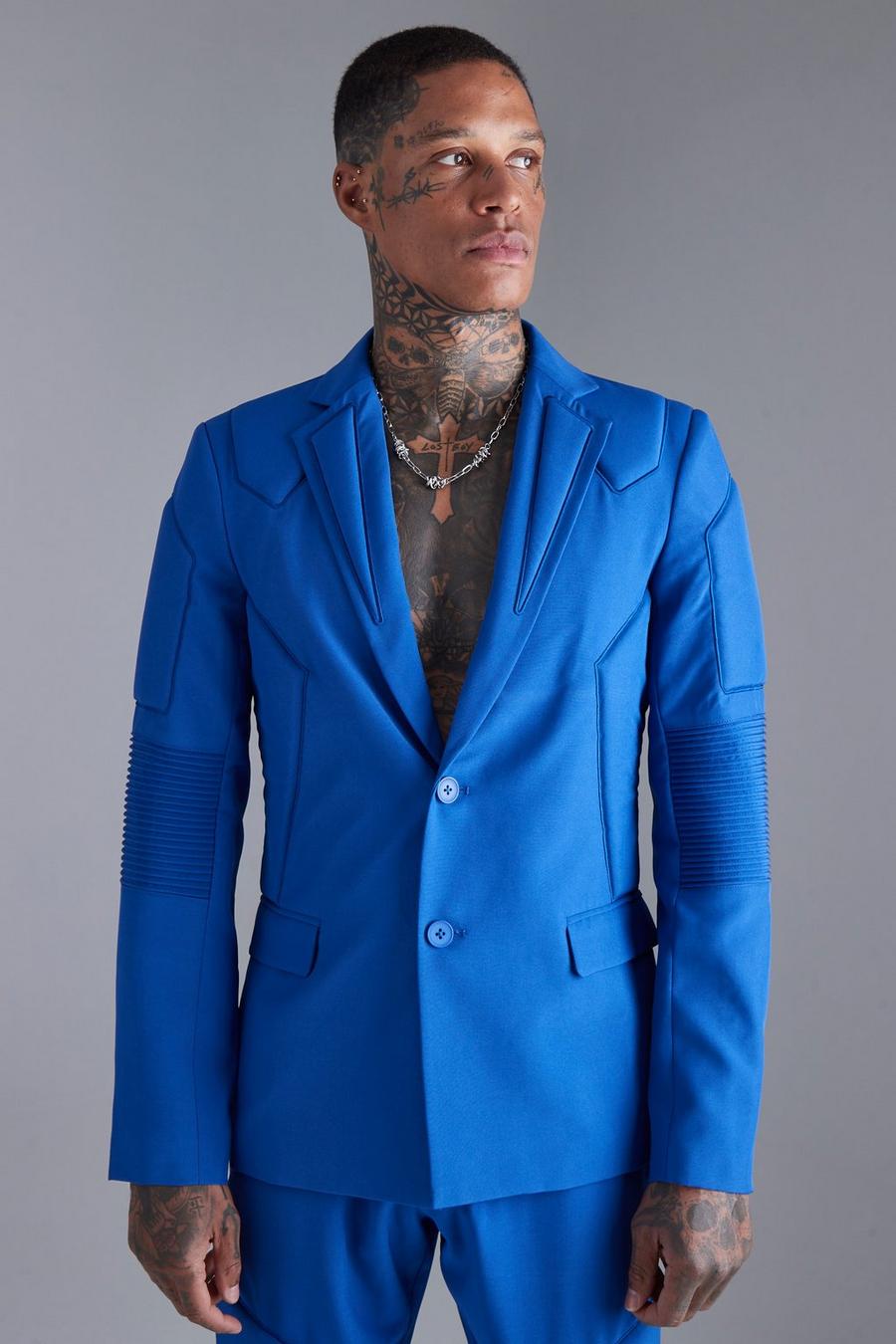Cobalt Single Breasted Slim Panelled Suit Jacket image number 1