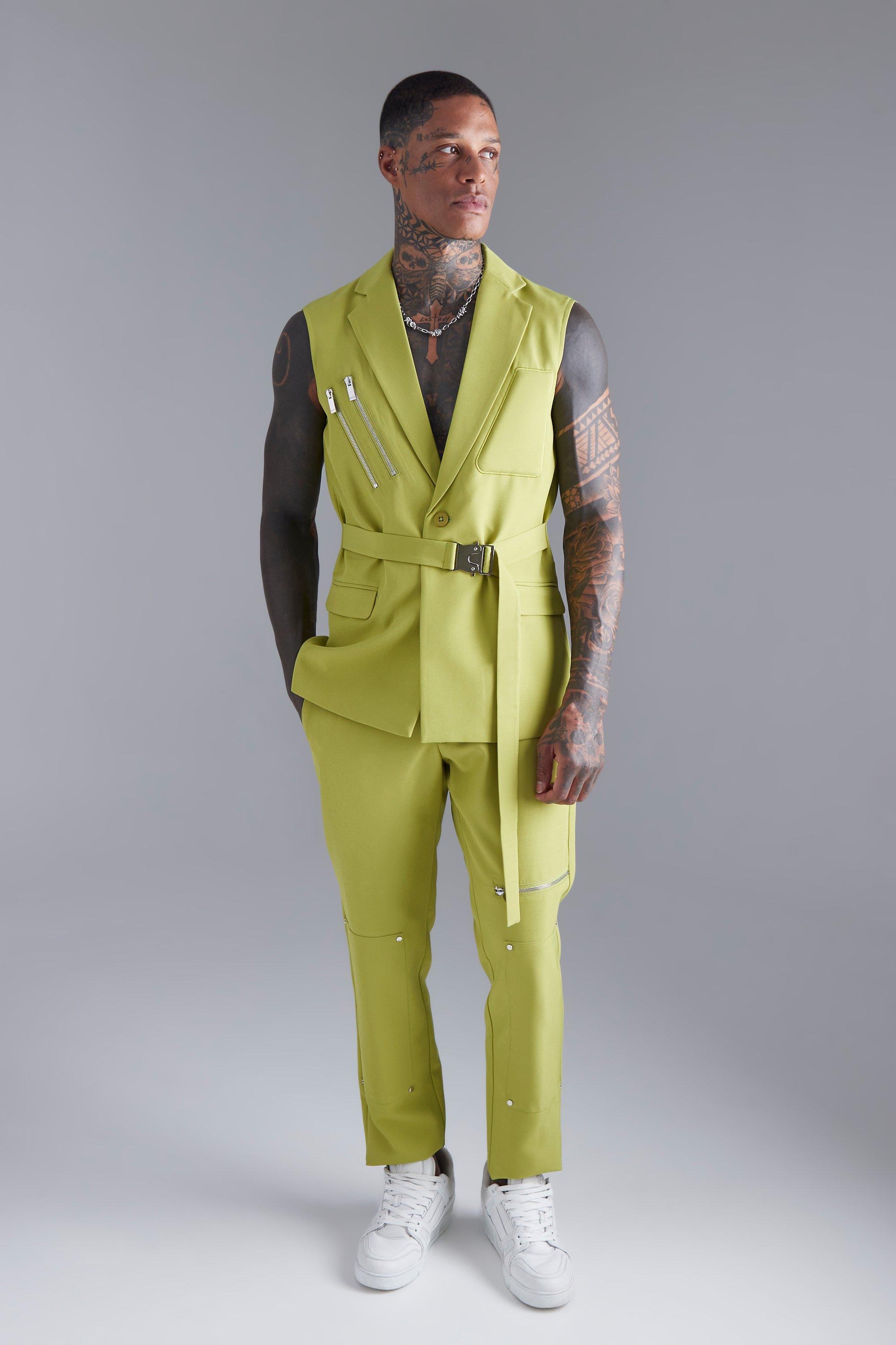 Mens suit long on sale jacket