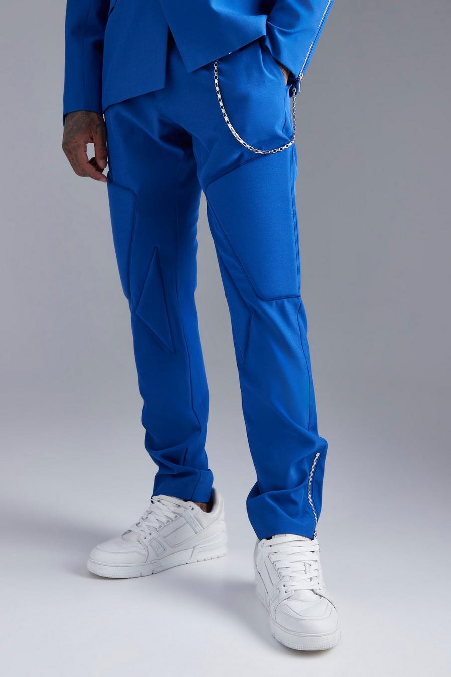 Cobalt blue Chain Slim Zip Suit Trouser