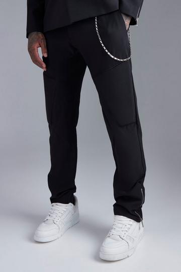 Chain Slim Zip Suit Trouser black