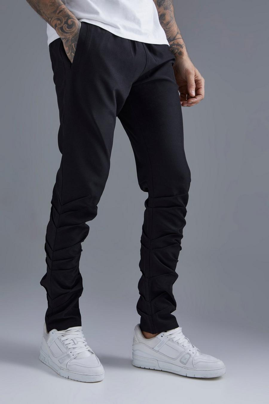 Stacked Leg Tailored Trouser, Black nero