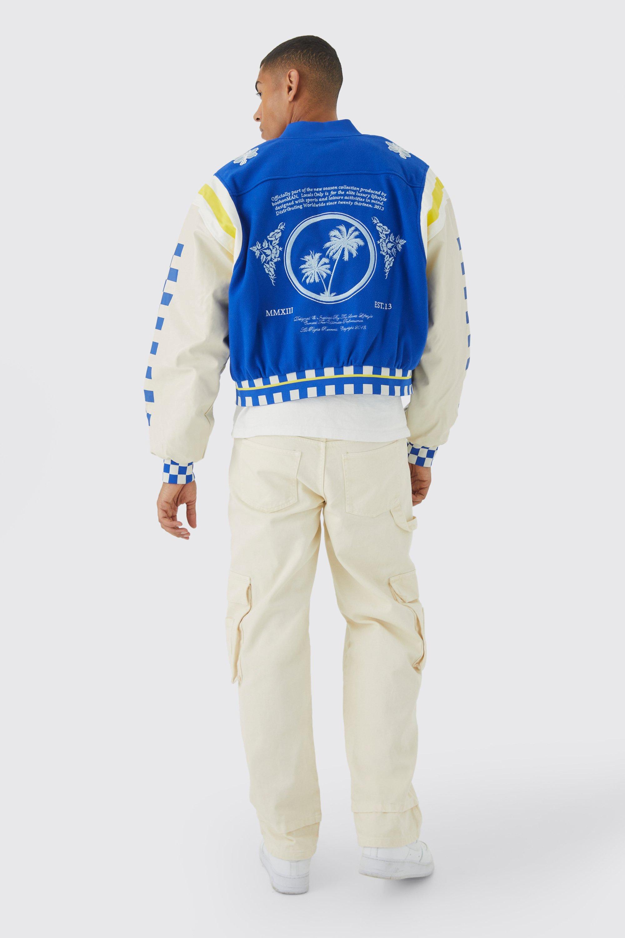 Blue and White Plain Rainbow Wizard of Oz Varsity Jacket - HJacket