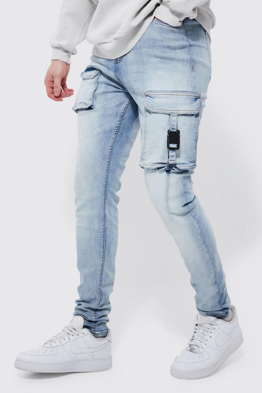 Tall - Jean skinny cargo à boucle, Antique blue image number 1