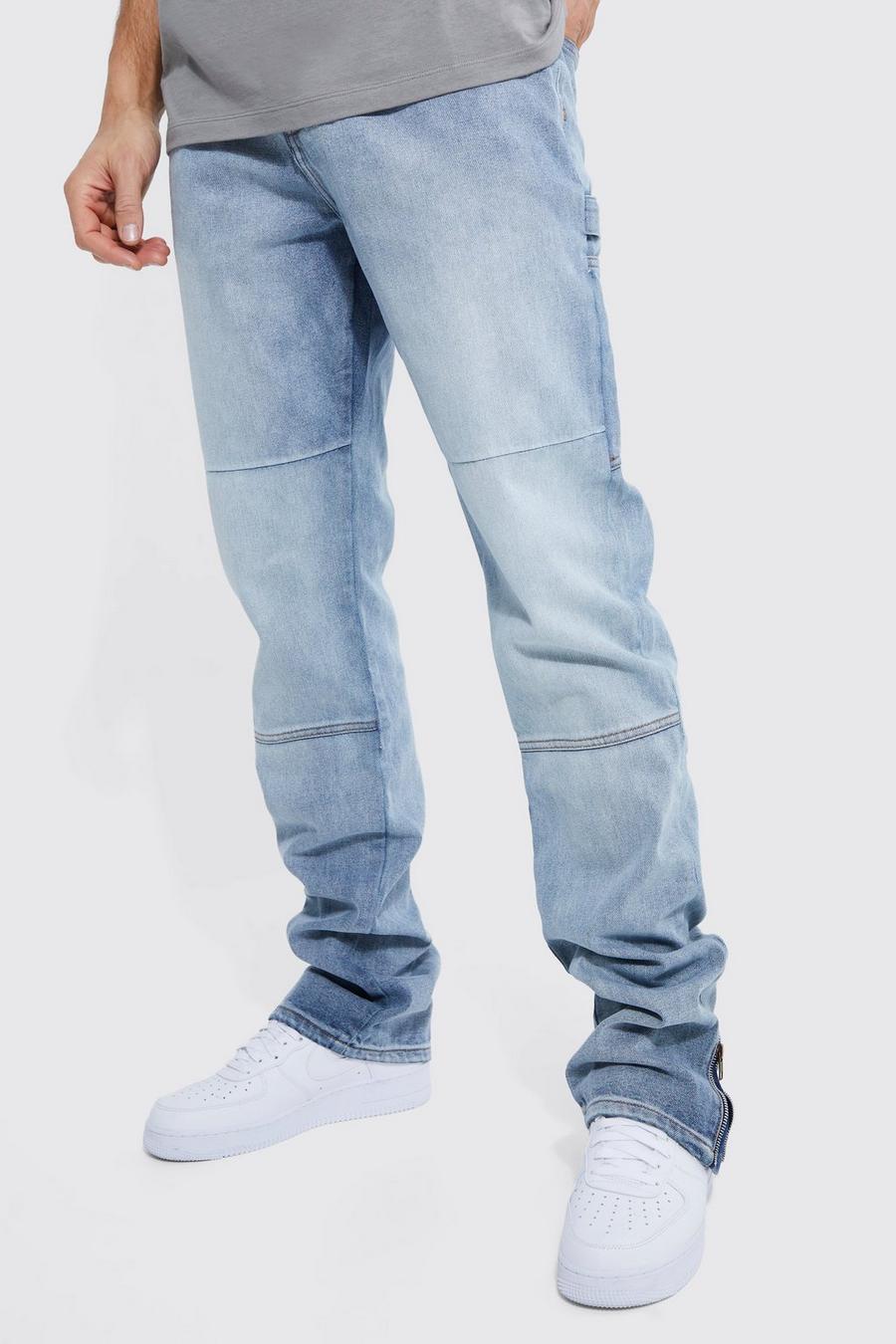 Tall gerade Jeans mit Reißverschluss, Antique blue image number 1