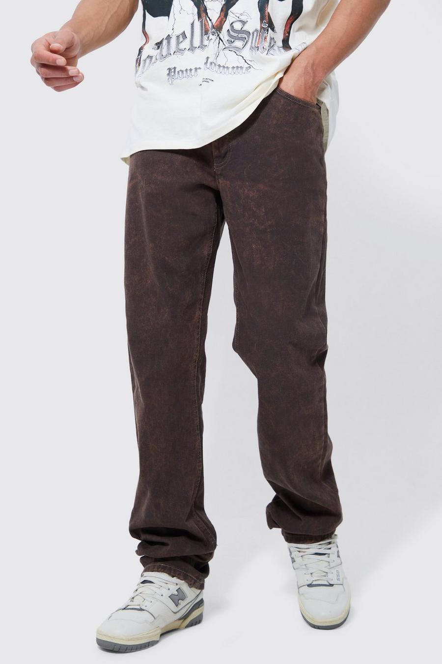 Brown Tall Overdyed Straight Leg Stacked Jean  image number 1