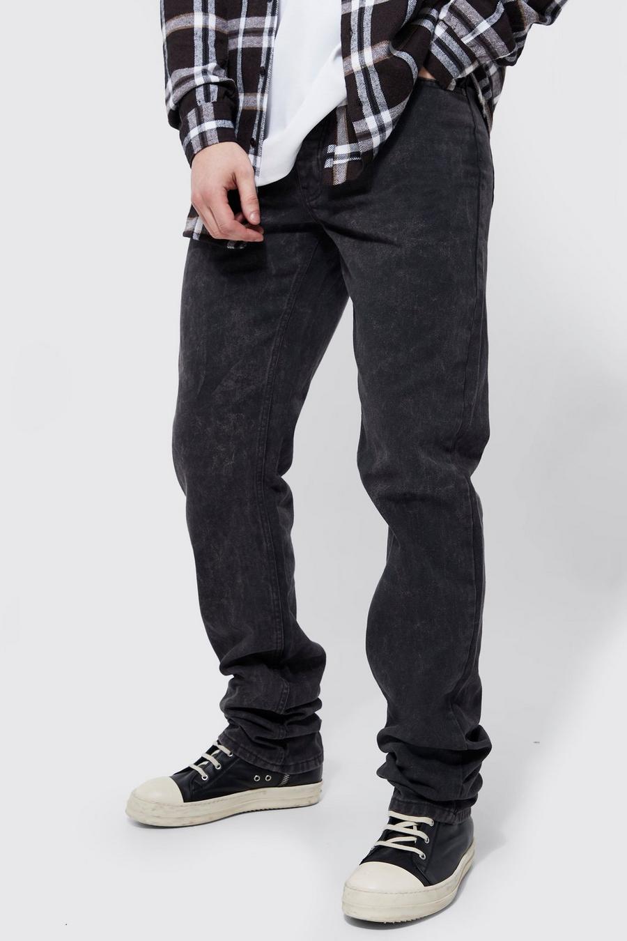 Grey Tall Overdyed Straight Leg Stacked Jean