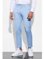 Light blue Slim Linen Crop Suit Trousers