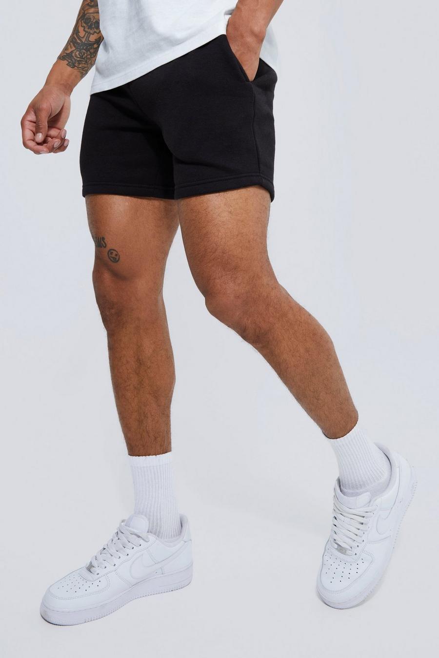 Black Korte Basic Jersey Slim Fit Shorts