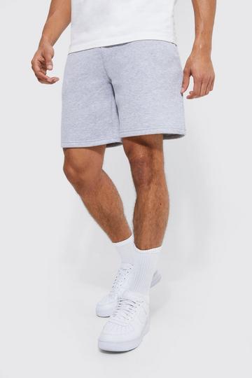 Grey Basic Loose Fit Mid Length Jersey Knit Short