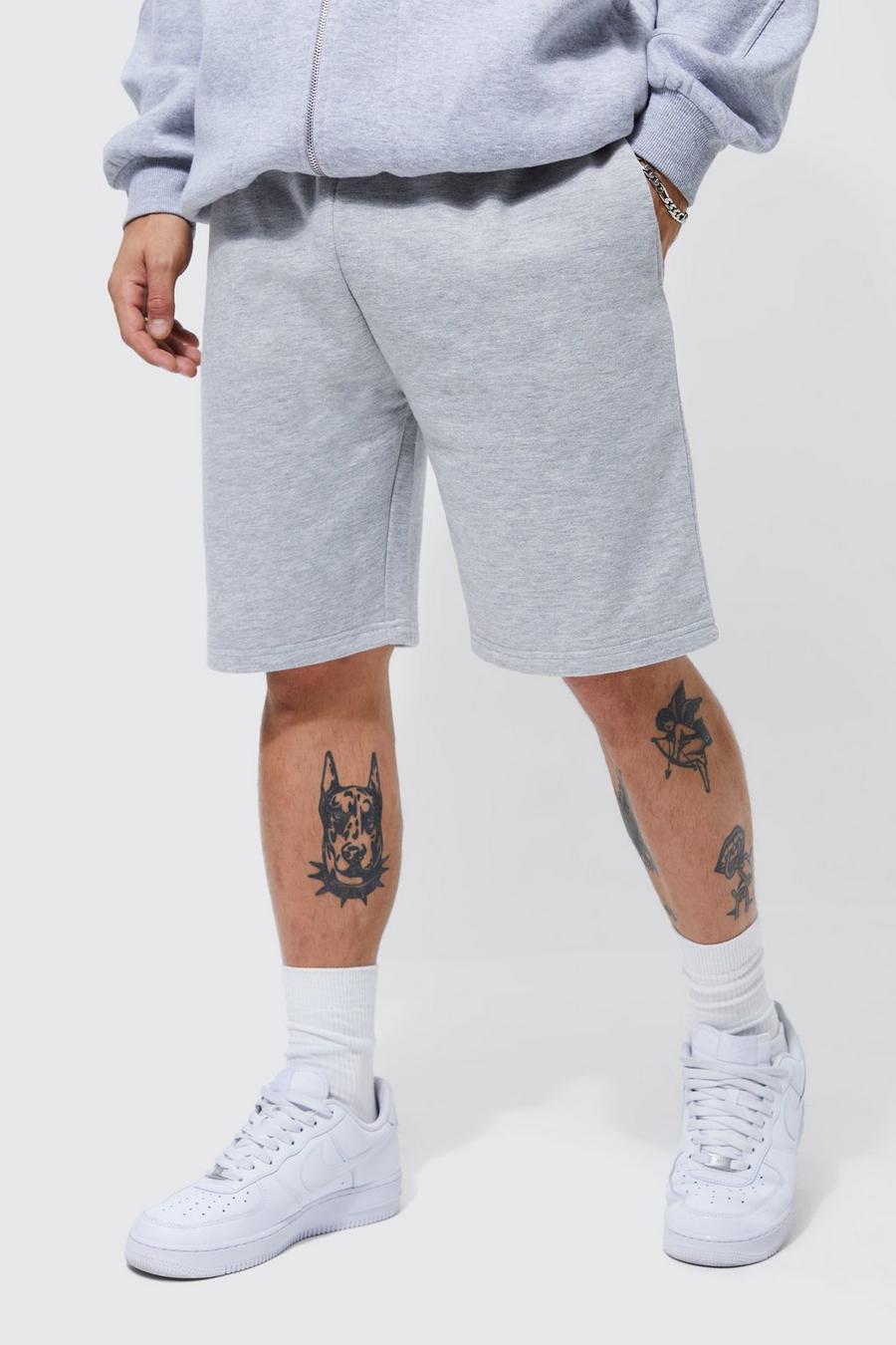 Lockere mittellange Basic Jersey-Shorts, Grey marl image number 1