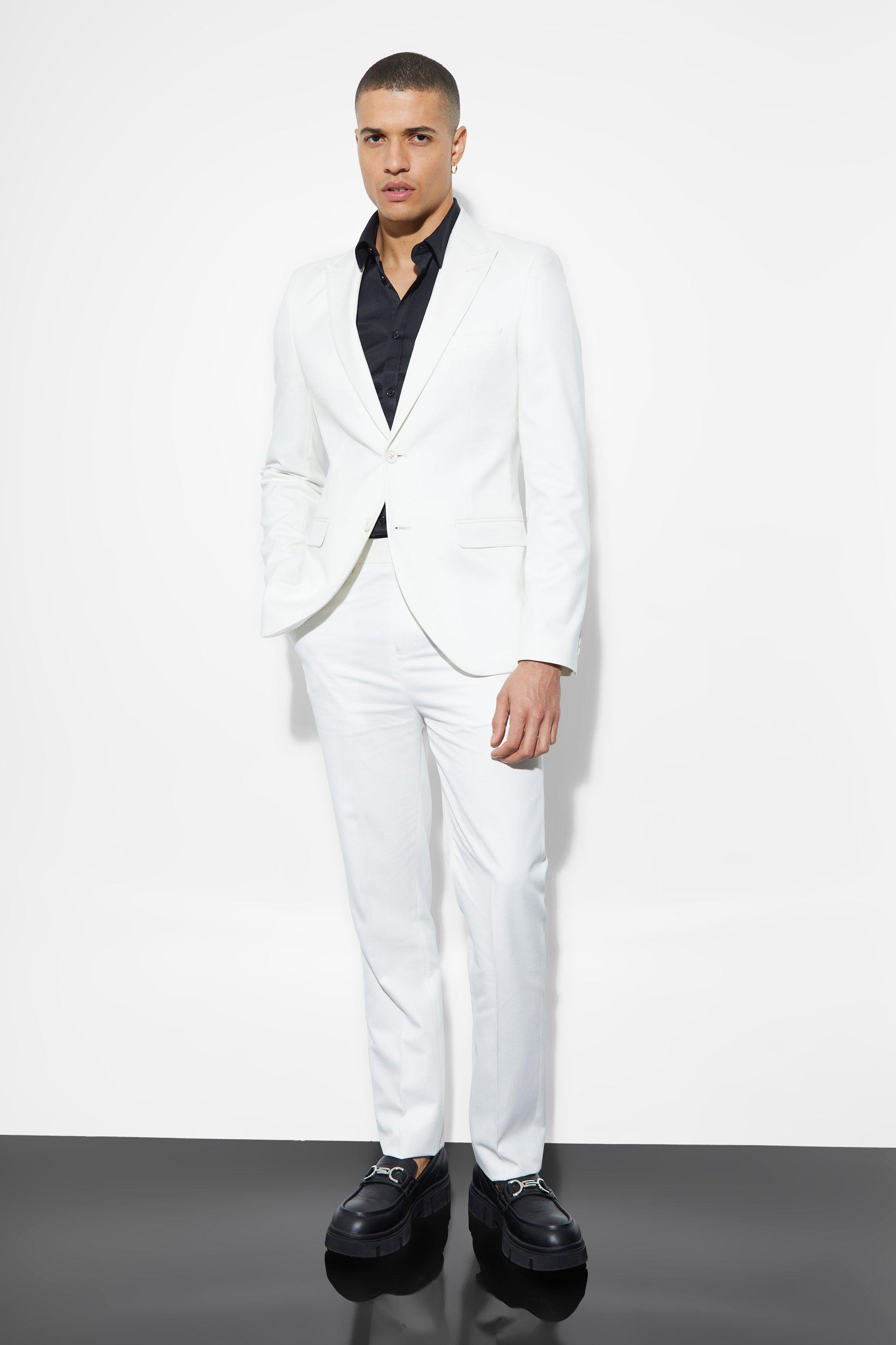 Mens skinny linen on sale suit