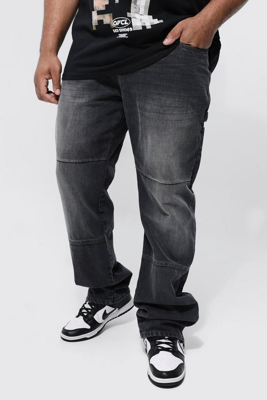 Plus gerade Jeans mit Reißverschluss-Saum, Mid grey image number 1