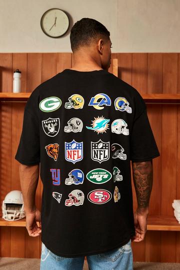 Black Nfl Oversized Multi Team Graphic T-Shirt