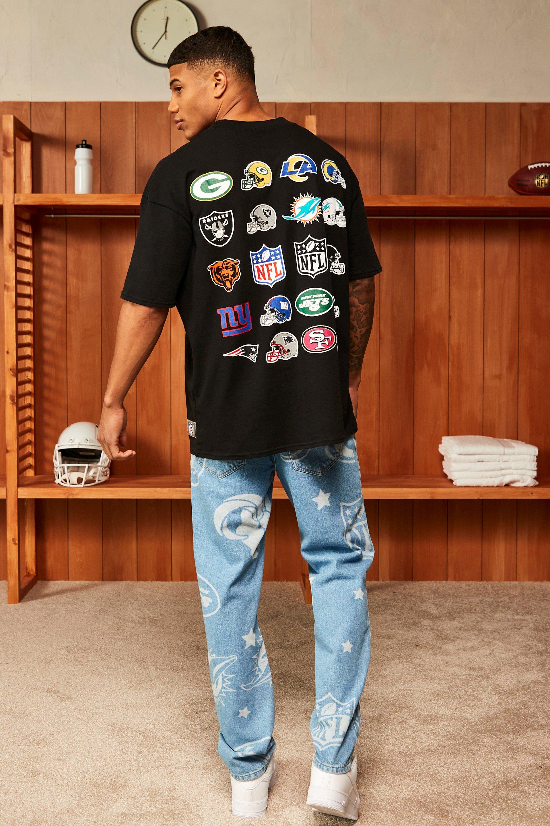 shirt - Boohoo UK  Men's Nfl Oversized Multi Team Print T - Pullover Mit  Streifen Und Intarsienarbeit