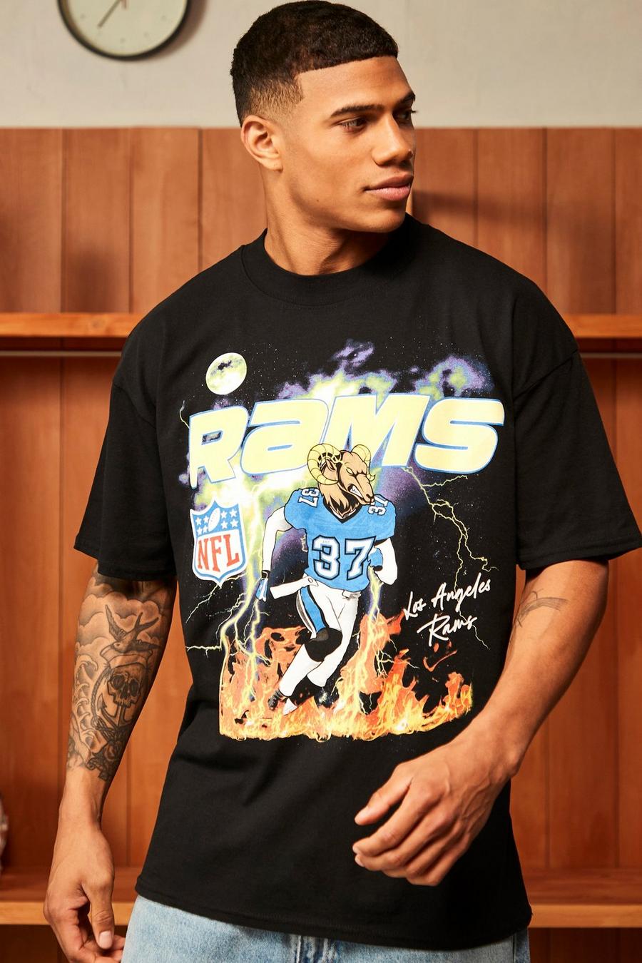 Black Nfl Oversized La Rams Puff Graphic T-shirt image number 1