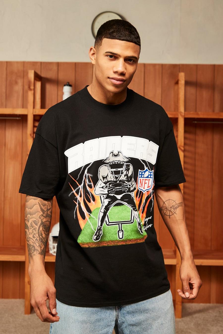 Black Nfl Oversized Raiders Puff Graphic T-shirt image number 1