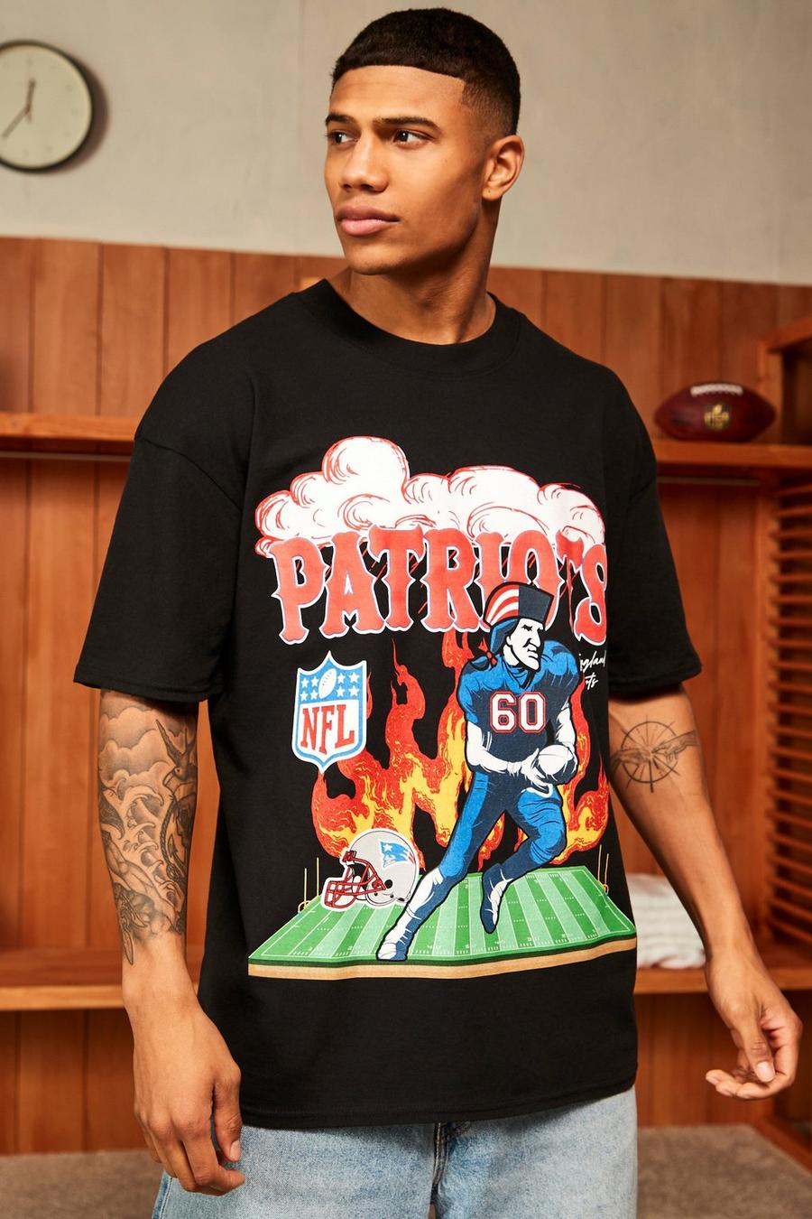 Black Nfl Oversized Patriots Puff Graphic T-shirt image number 1