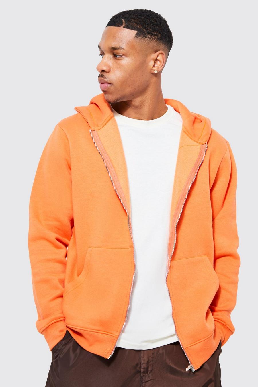 Orange Zip Through Hoodie 