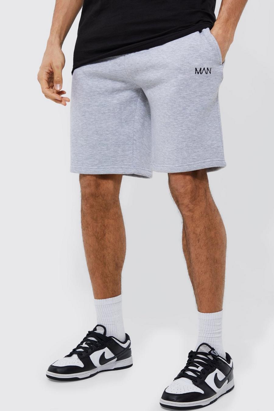 Tall lockere Man Jersey-Shorts, Grey marl gris