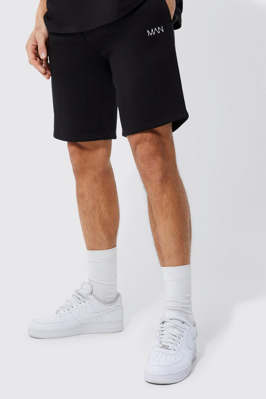 Tall lockere Man Jersey-Shorts, Black