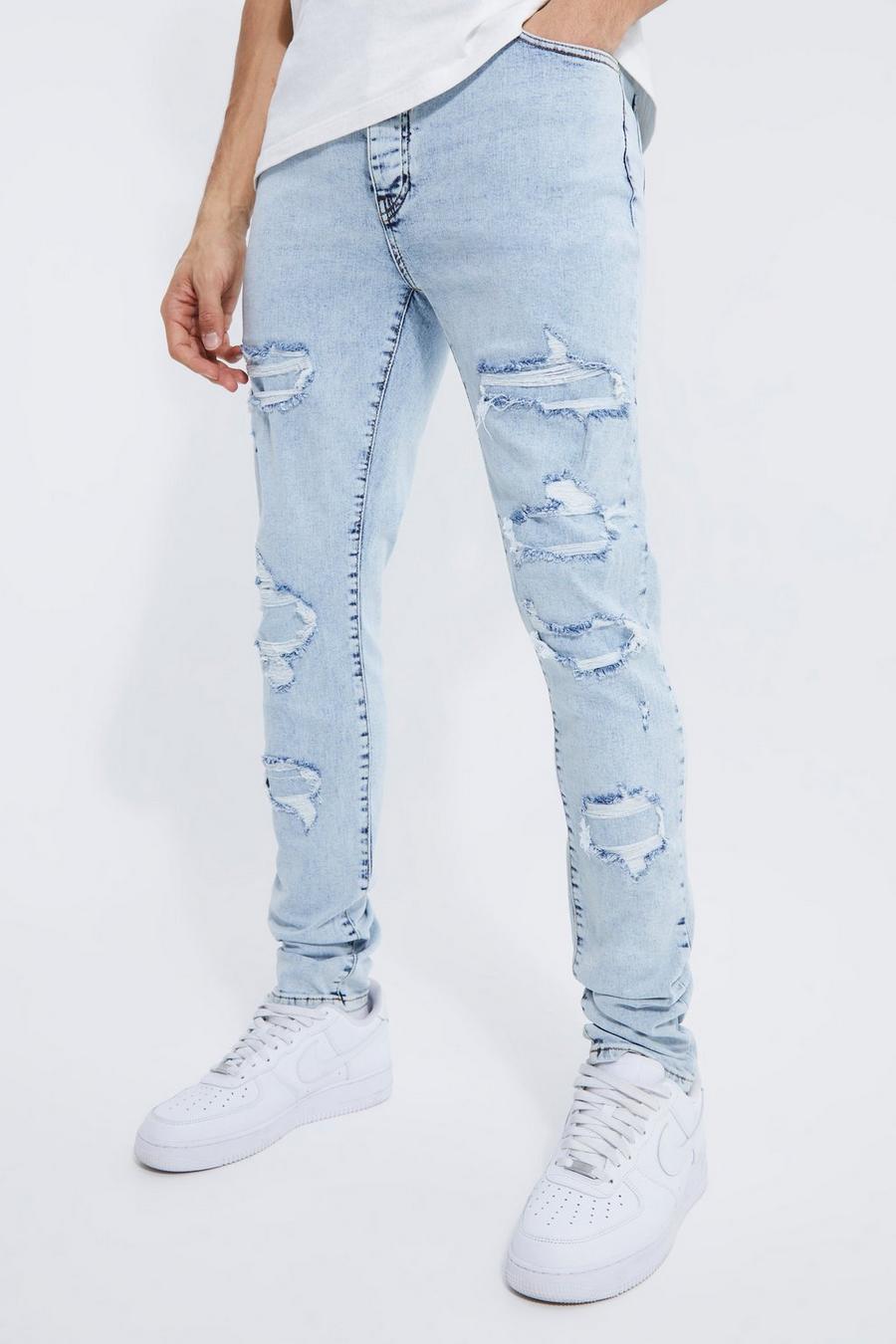 Ice blue Tall Skinny Stretch Rip & Repair Jean image number 1