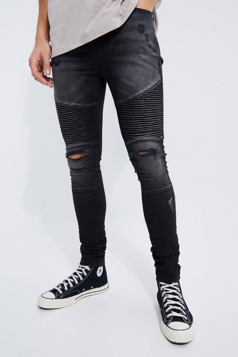 True black Tall Gescheurde Super Biker Skinny Jeans