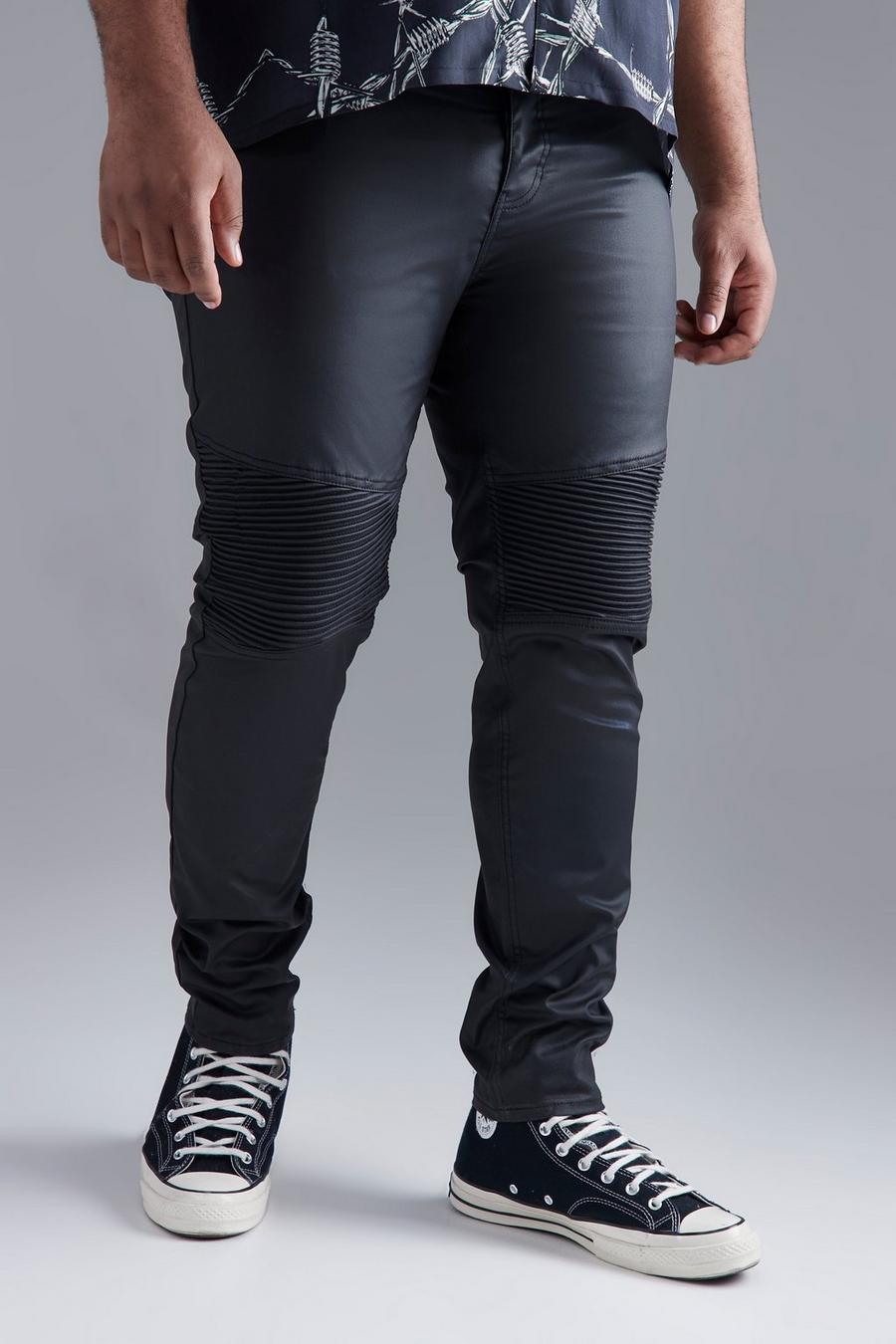 Black Plus Skinny Fit Biker Jeans Met Coating image number 1