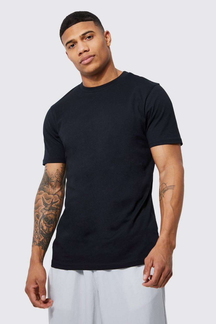 Black Basic Crew Neck T-shirt image number 1