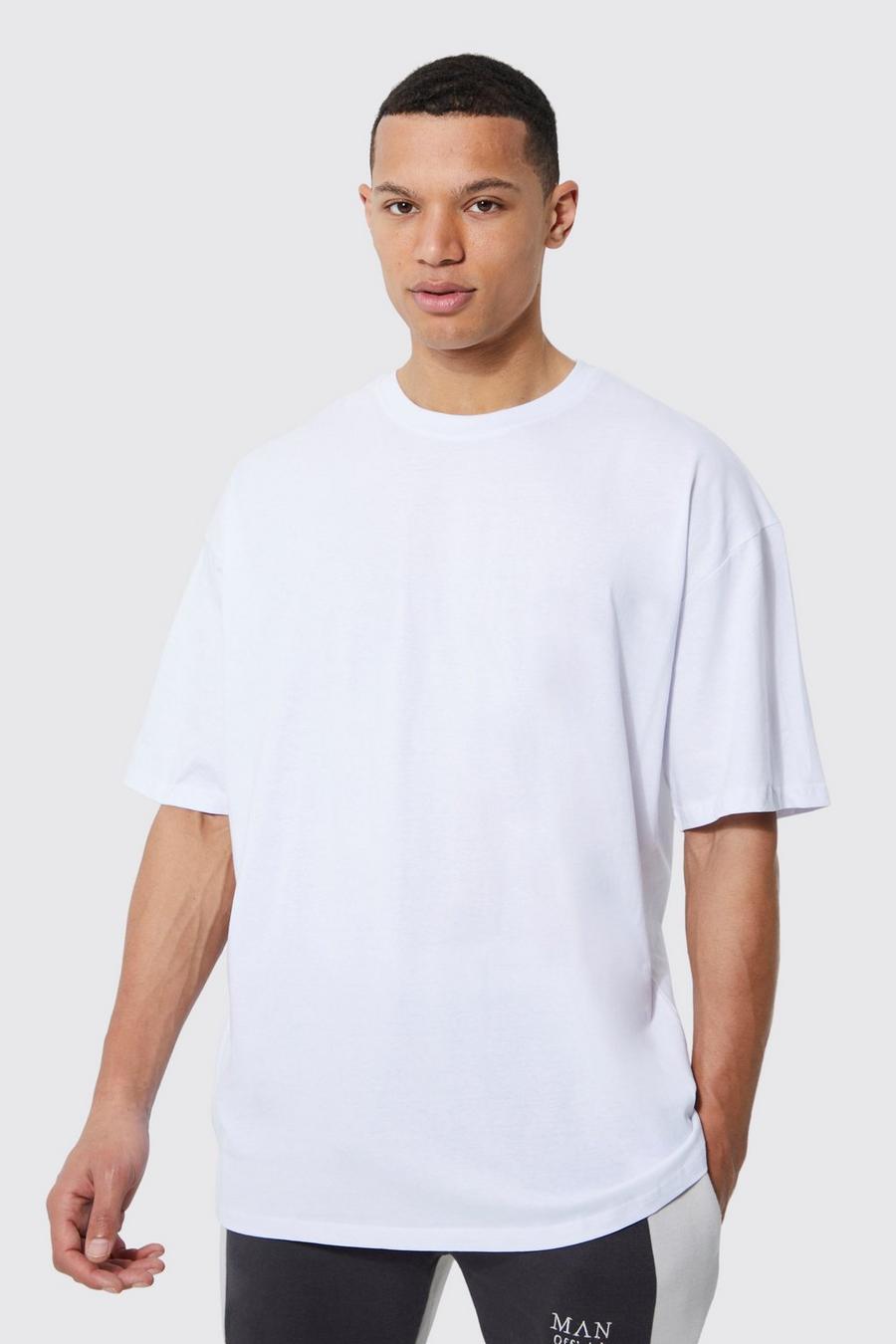 White Tall Basic T-shirt med ledig passform image number 1
