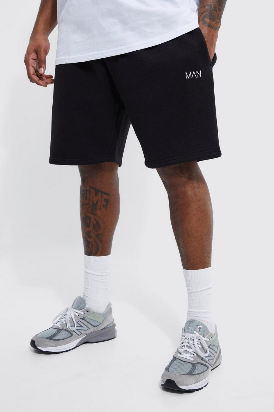 Black Plus Baggy Jersey Man Shorts