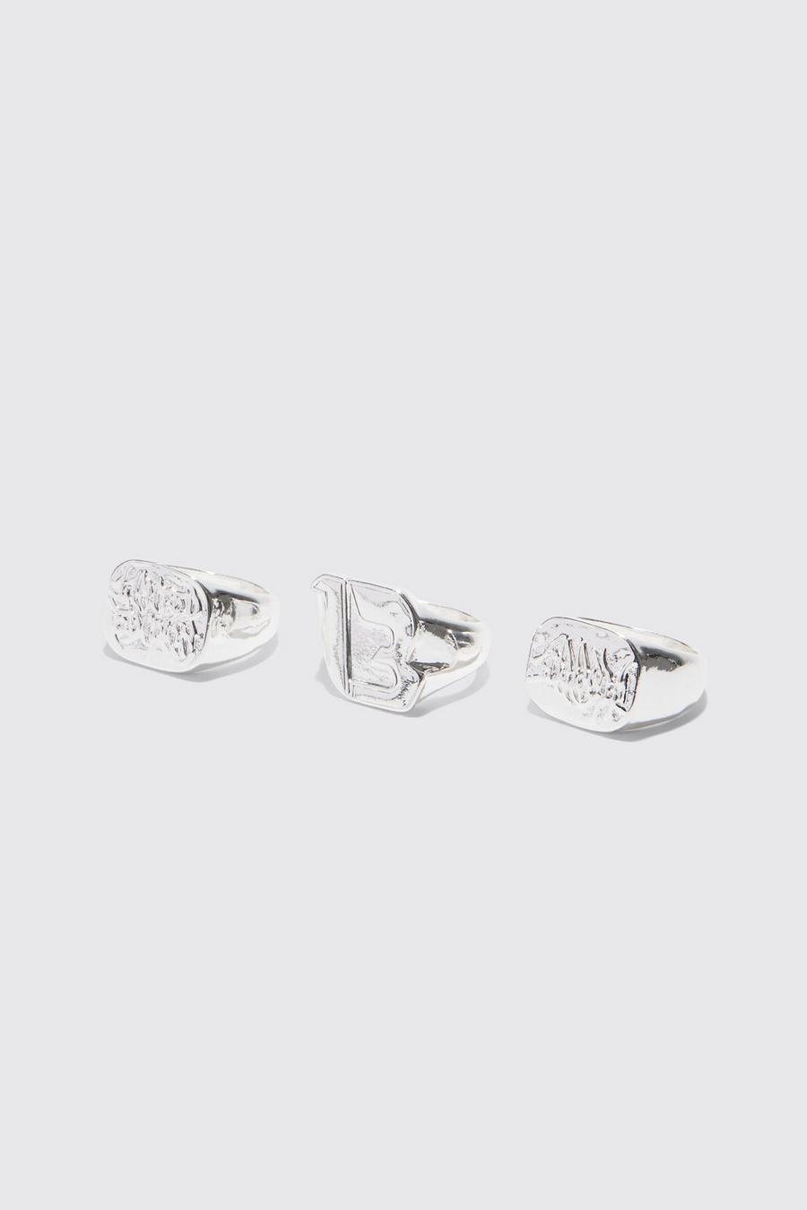 Silver argent 3 Pack Signet Rings