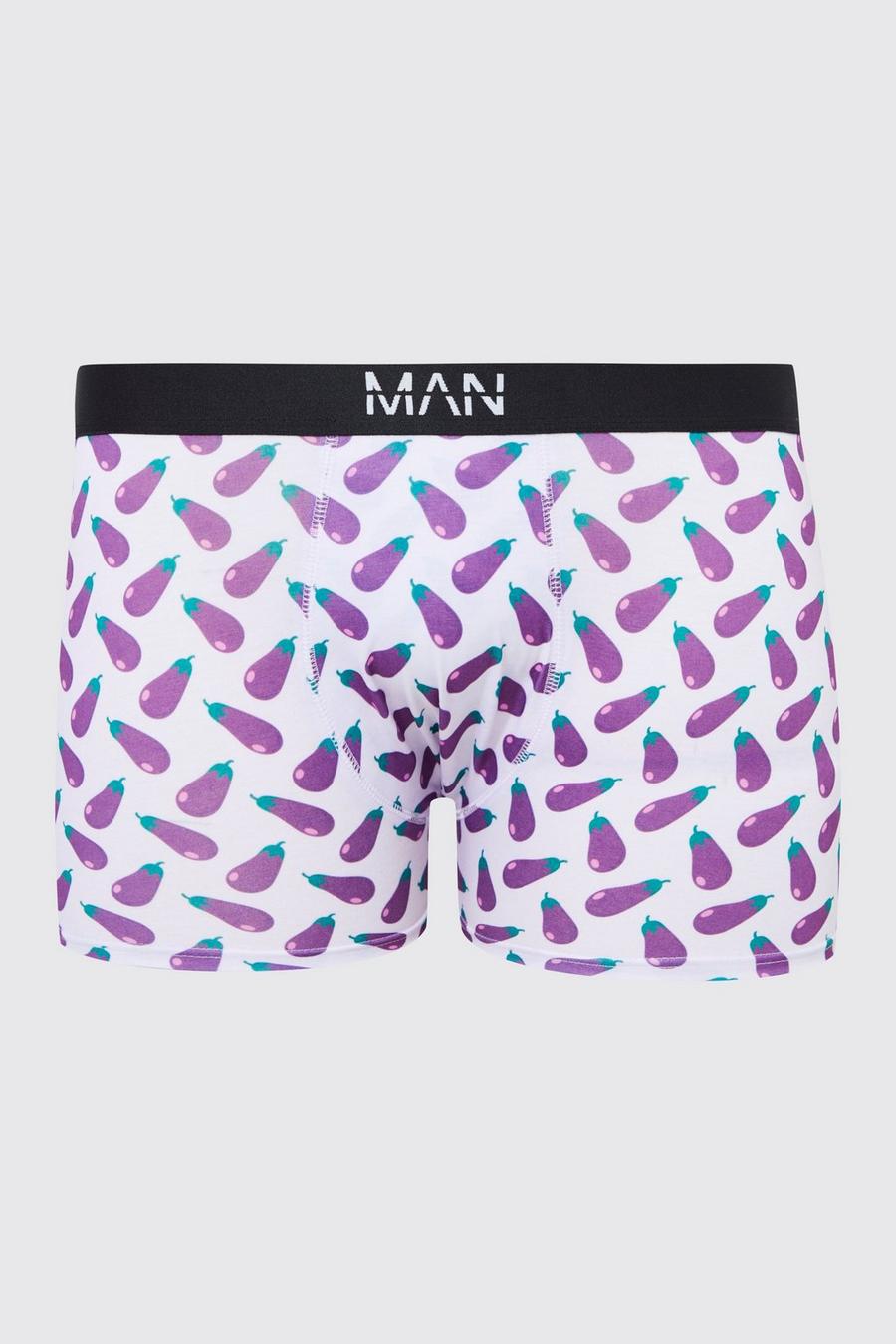 Boxer Plus Size con stampa di melanzane, Purple image number 1