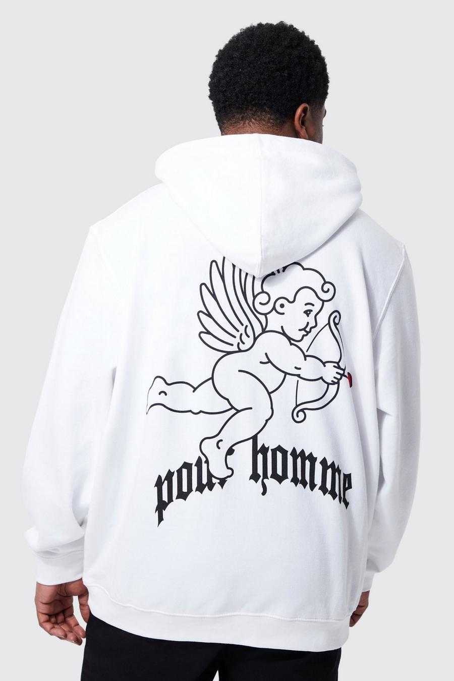 White Plus Pour Homme Cupid Graphic Hoodie image number 1