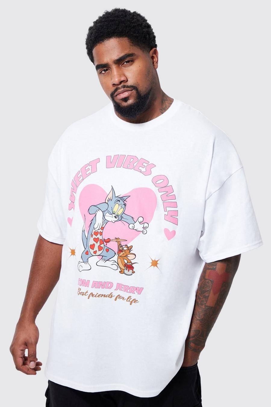 White Plus Tom And Jerry Valentine License T-shirt image number 1