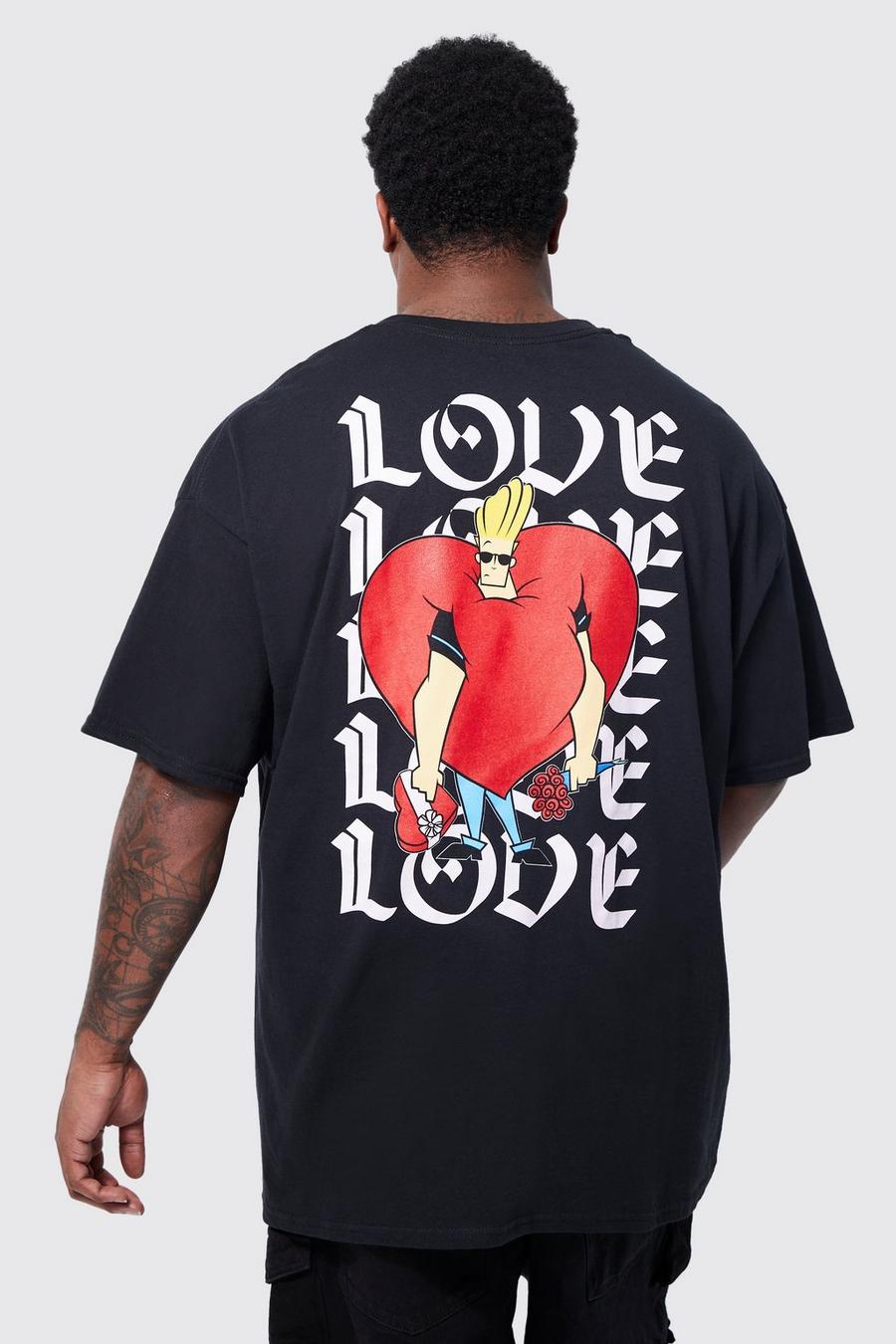 Black svart Plus Johnny Bravo Valentine License T-shirt