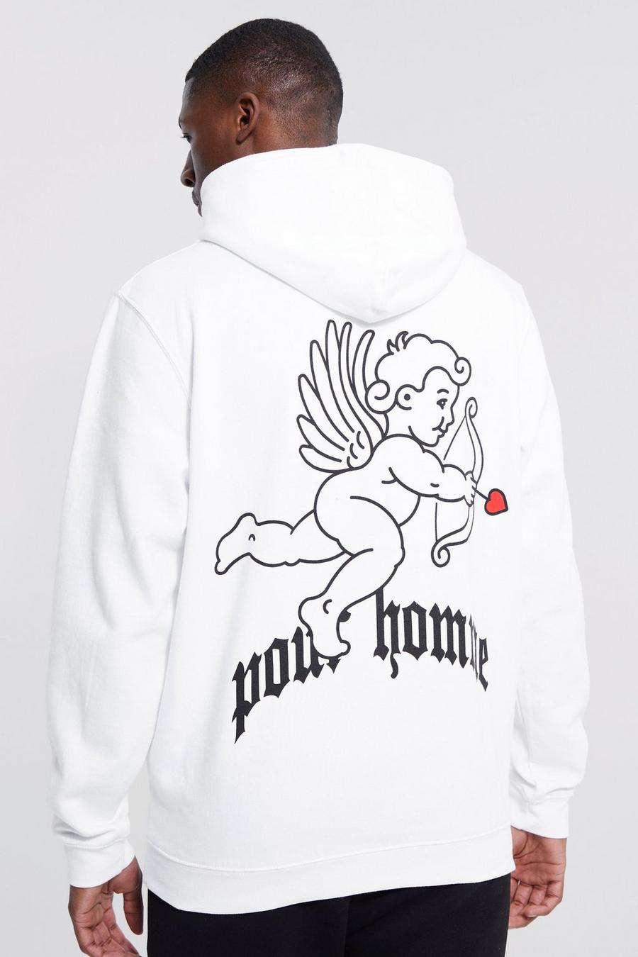 White Tall Pour Homme Cupid Graphic Hoodie image number 1