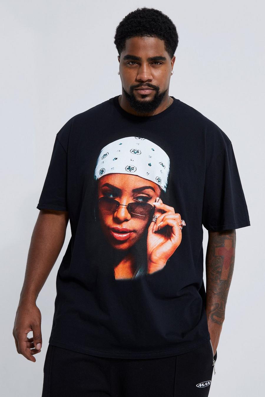 T-shirt Plus Size ufficiale di Aaliyah con foto, Black image number 1