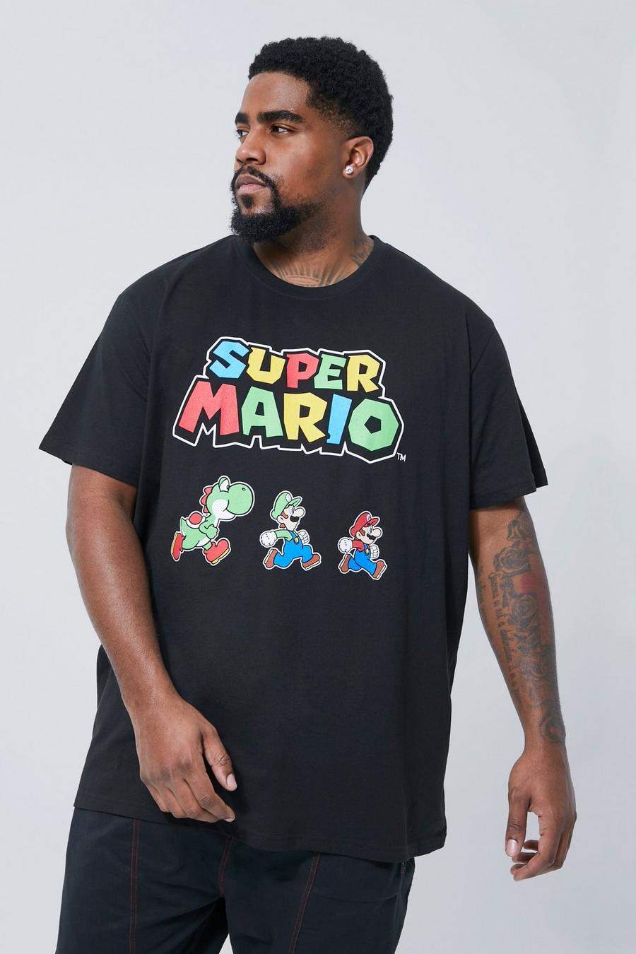 Black Plus Super Mario License T-shirt image number 1