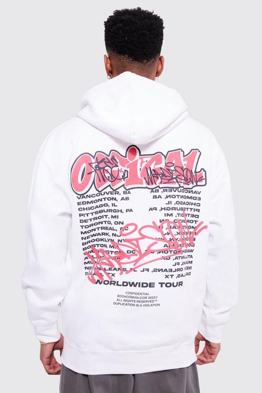 White Oversized Official Graffiti Print Hoodie image number 1