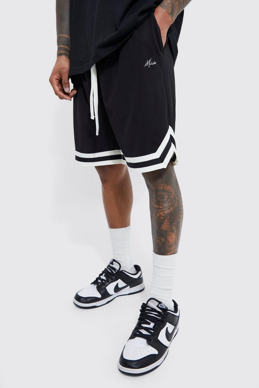 Black noir Loose Fit Mesh Man Basketball Short