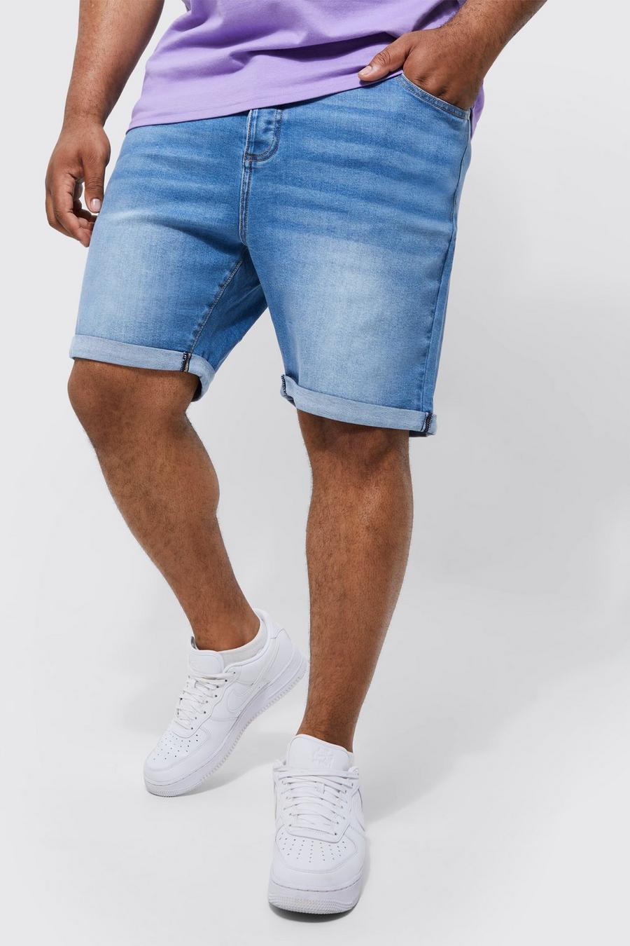 Grande taille - Short skinny en jean, Light blue