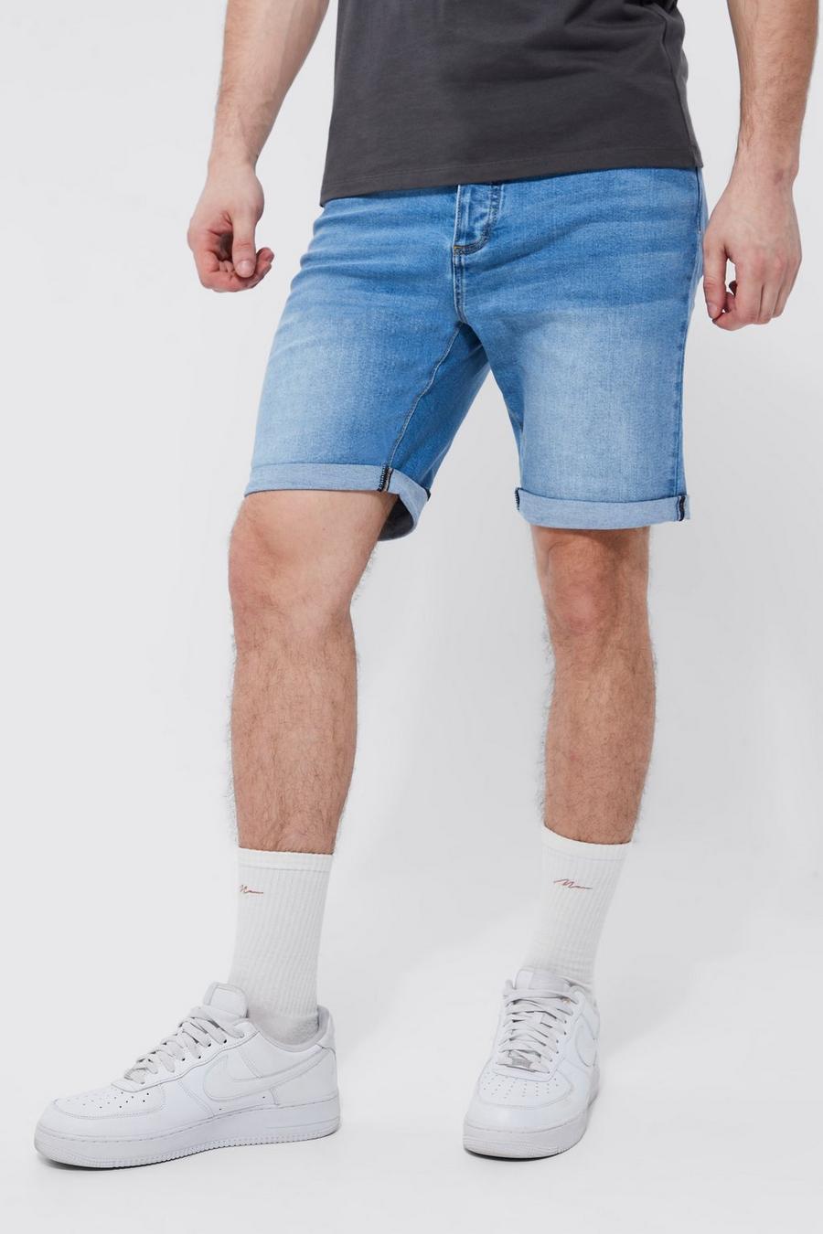Tall Skinny Stretch Jeansshorts, Light blue image number 1