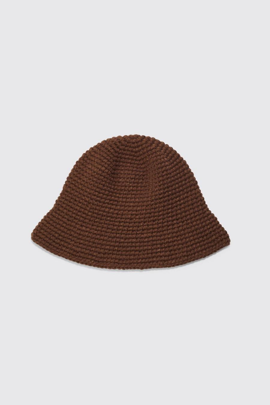 Brown Plain Crochet Bucket Hat image number 1