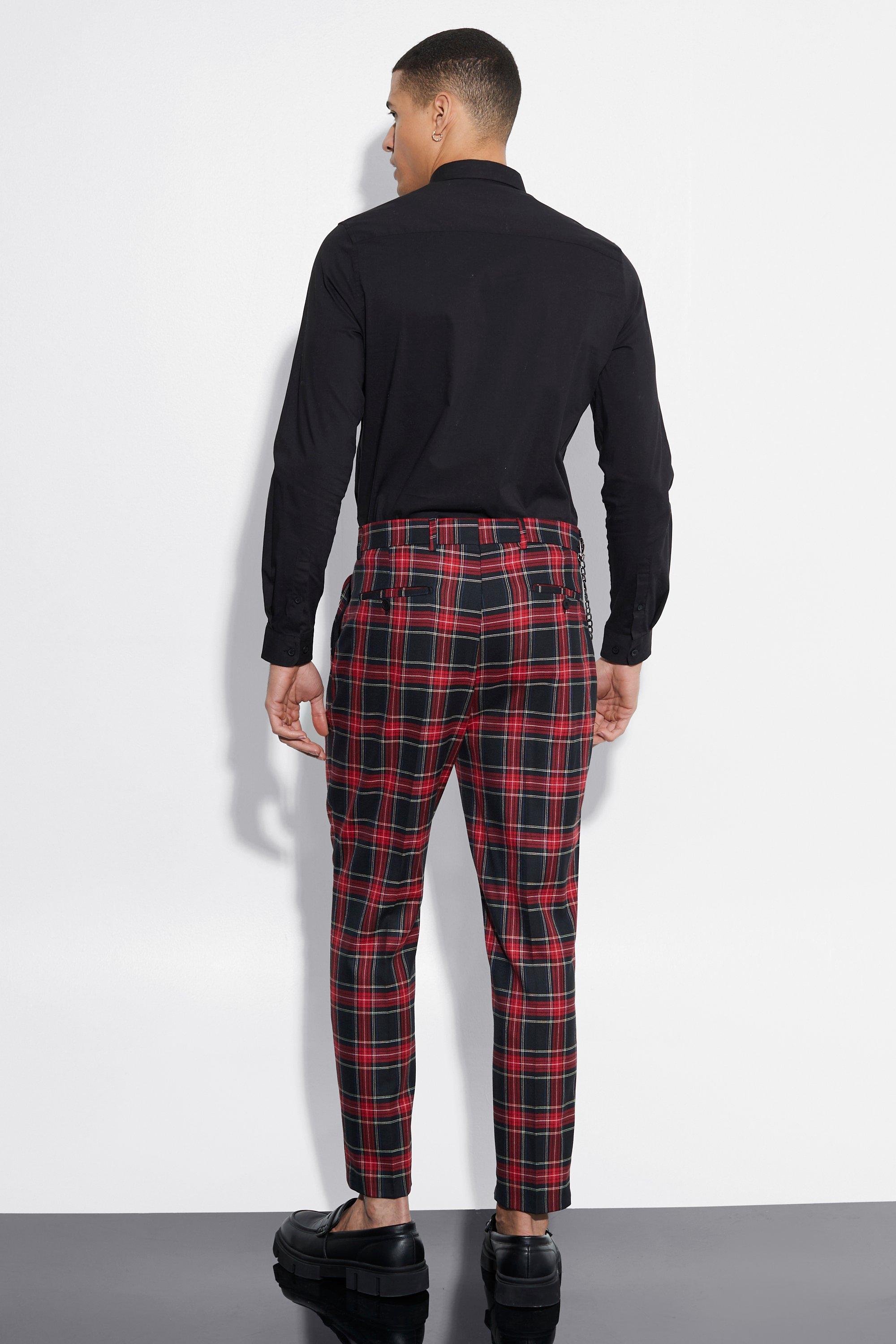 Tartan tapered hot sale trousers